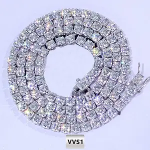 NUOYA Hip Hop Moissanite Tennis Necklace Ice Out VVS1 Diamond Chain Sparkling Jewelry Luxury Gifts for Men and Women