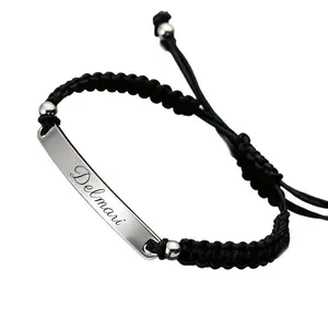 FF0019 New Store Opening |   Free Shipping | Custom Name Cord Bracelet |   Adjustable Braided Name Bar Bracelet | Ideal for birthdays, anniversaries, Father’s Day, or graduation as a heartfelt, lasting keepsake.