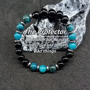 Blue Apatite Bead Bracelet – Unisex Grounding Crystal Jewelry for Daily Wear & Protection, Ideal Commute Accessory & Gift