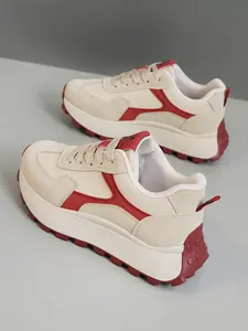 Women's Fashionable Lace Up Low Top Sneakers, Casual Comfortable Breathable Sports Running Shoes, All-match Round Toe Chunky Sneakers for Daily Wear