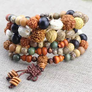 Manufacturer wholesale creative multi-bead 108-bead Buddhist prayer beads with star-moon diamond and white jade bodhi beads