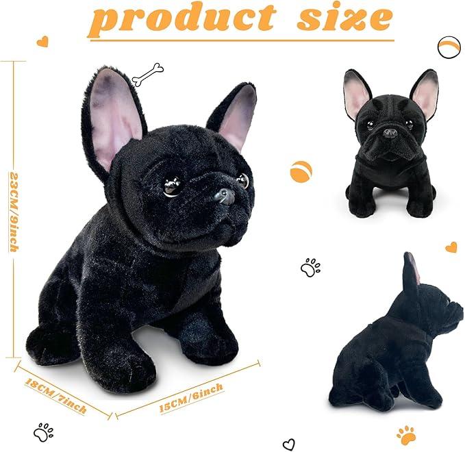 Bulldog Stuffed Animals Realistic Dog,7" Dog Stuffed Animals Soft Cuddly Black Bulld og Stuffed Dog Plush,Puppy Plush Toys for Kids Girls Boys Huggable & Washable