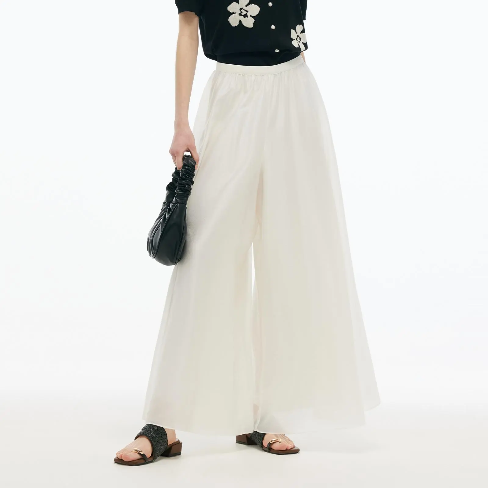 Tencel Blend Elastic Waist Women Culottes