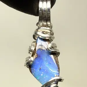 Small Australian Queensland Opal Sterling Silver PENDANT Unique Artisan Crafted Design 925