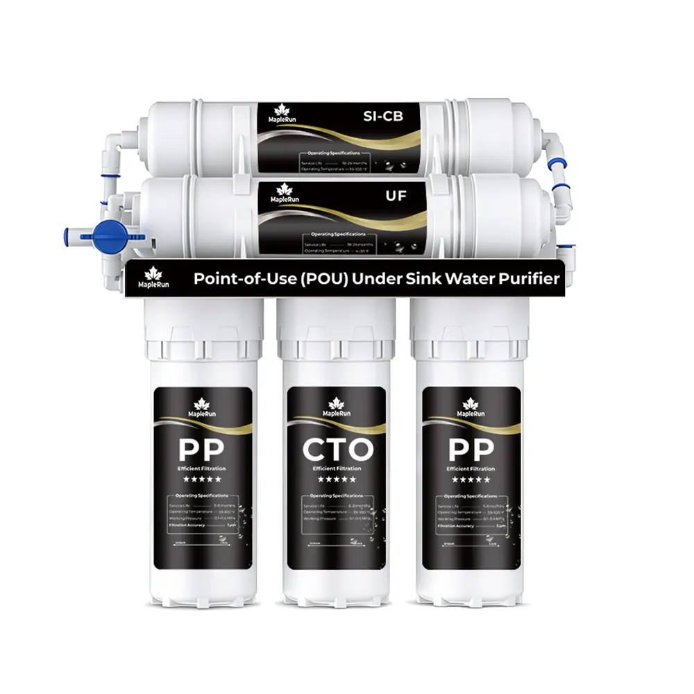 6-Stage Under-Sink Water Filtration System - Ultrafiltration Drinking Water Purifier with Dedicated Faucet, 0.01 Micron High-Precision Filter, Essential Mineral Retention, No Wastewater, White