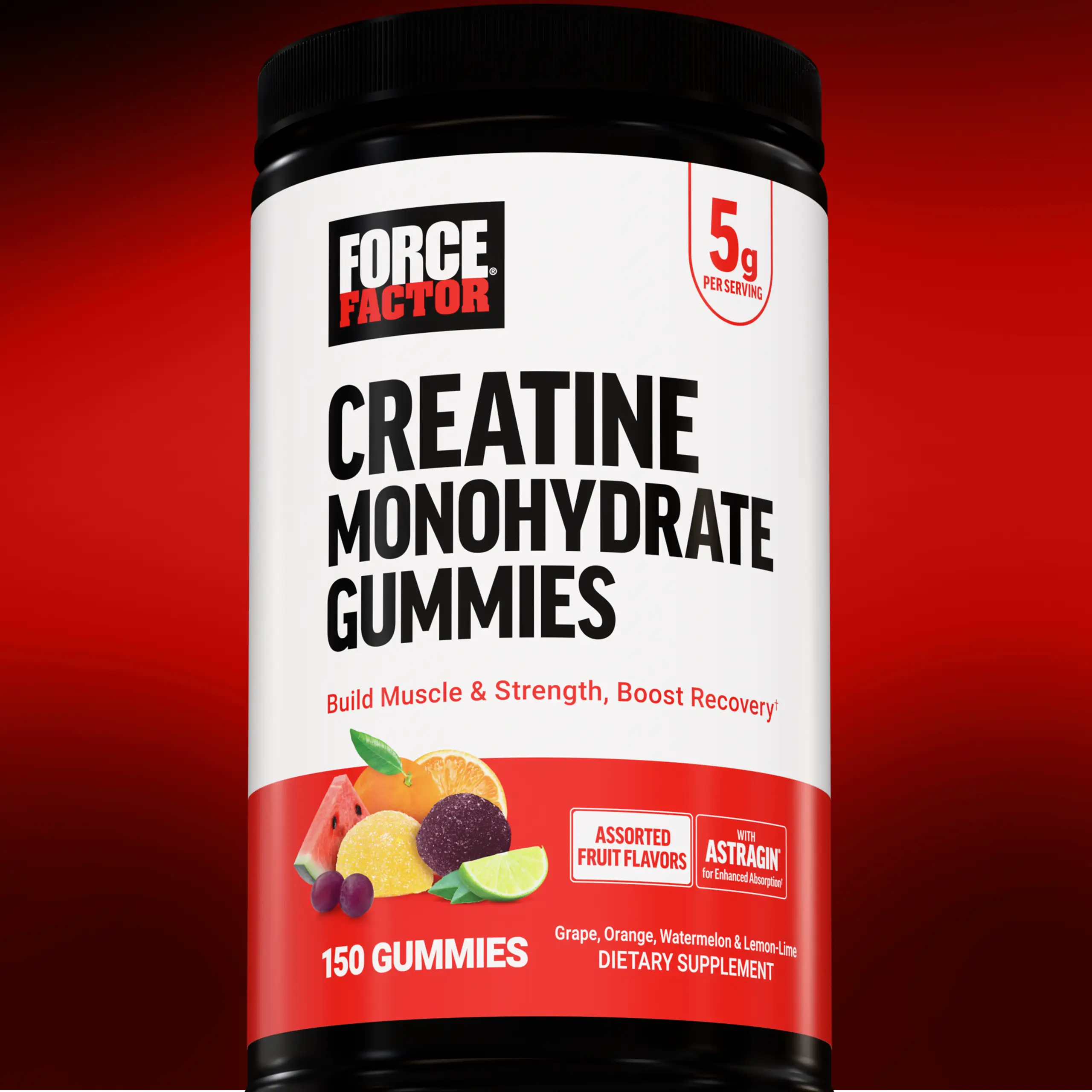 Force Factor Creatine Gummies, Creatine Monohydrate for Muscle Gain, More Streng...