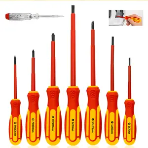 DARK DUCK 8-Piece Insulated Electrician Screwdriver Set - CR-V Steel, HRC52-56, 1000V Insulation Rated, with VDE-Approved Voltage Tester. Suitable for Professional Electricians or Home Maintenance.
