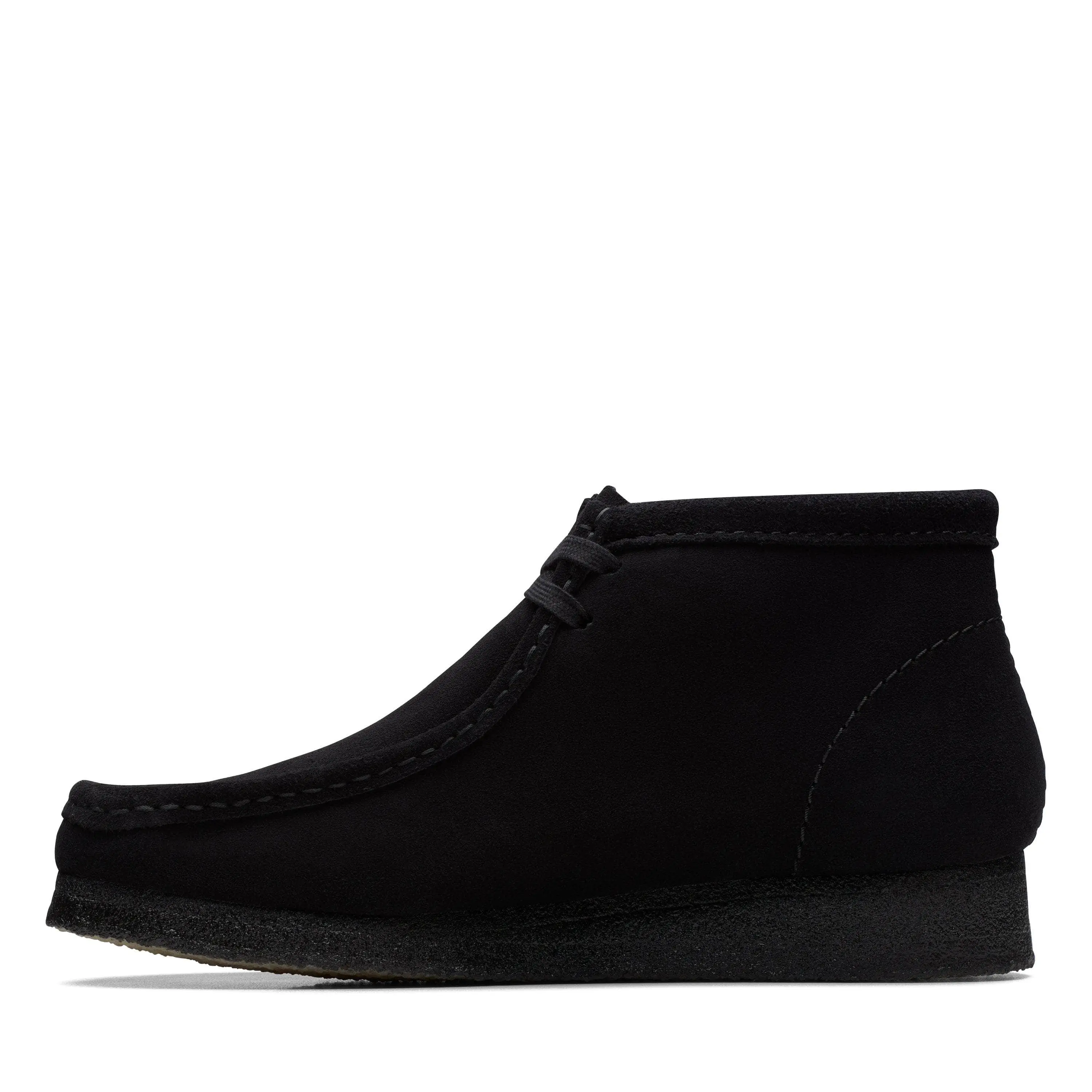 Men's Clarks Wallabee Boot - Black Suede Leather Shoe, Comfortable Design, Closed Lace-Up Footwear