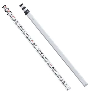 VEVOR Aluminum Grade Rod 9-Feet/10ths 3 Sections Telescopic Measuring Rod Double-Sided Scale 1/10ft Leveling Stick with Bubble Level & Carrying Bag for Houses Walls Floors