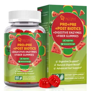 Migcopat Pre Post Probiotics Gummies, Probiotic Prebiotic Postbiotic Digestive Enzymes with Fiber, 120 Billion CFU Probiotics for Gut Health, Sugar Free, Vegan
