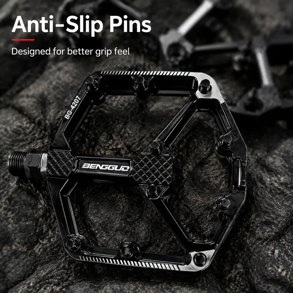 Ultralight Anti-Slip Bike Pedals, Dual Ball Bearing, Aluminum Alloy, Cycling Pedal for Mountain Road Bike, Scooter, Durable & Lightweight Design, Non Slip Pedals