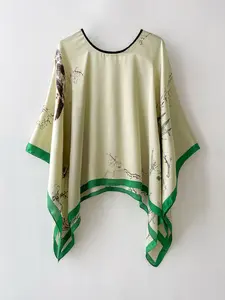 Women's Animal & Plants Print Open Front Cape, Green Casual Soft Comfortable Shawl for Daily Wear, Fashion Accessories for Women & Girls, Clothes, Womenswear