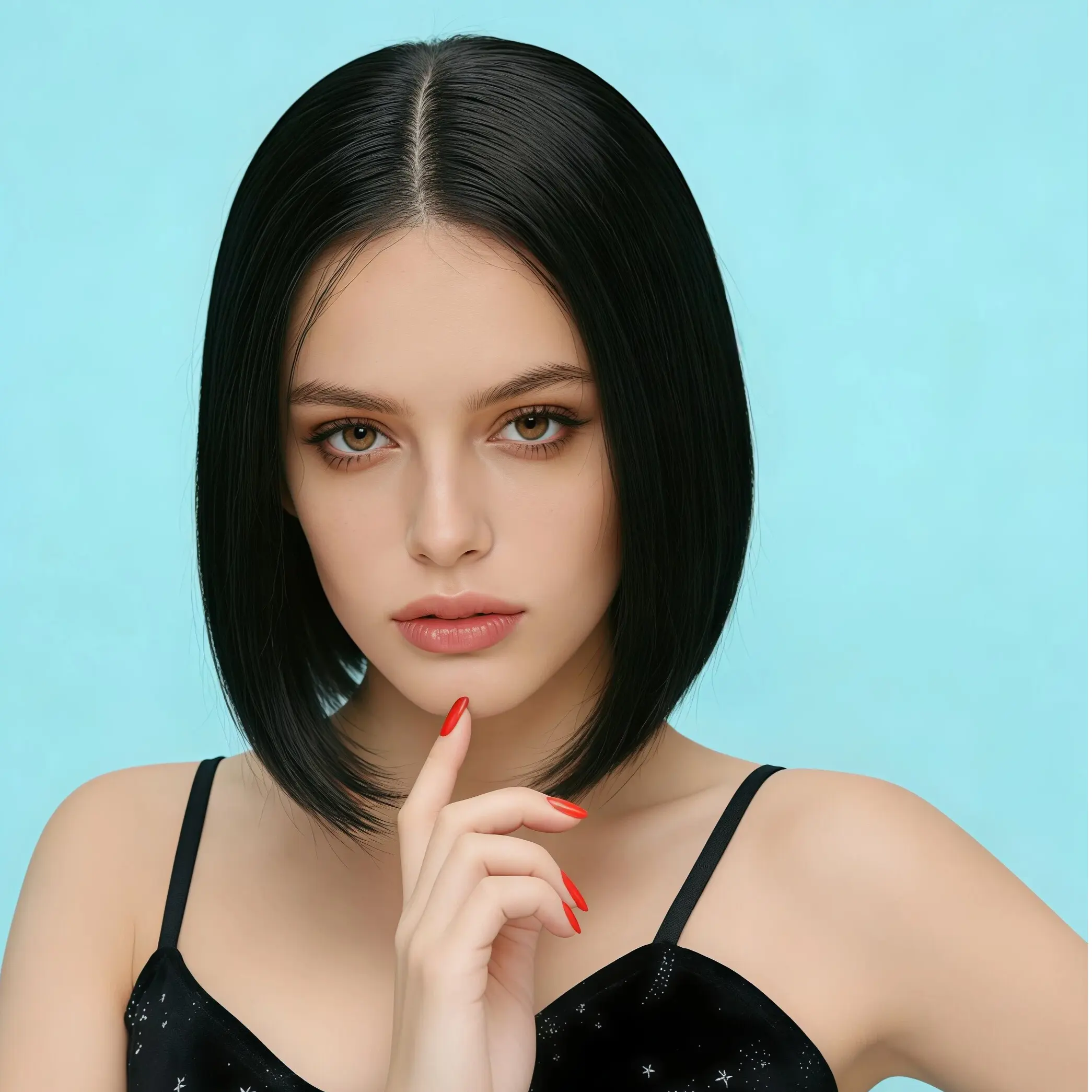 12 Inch Synthetic Hair T-part Front Lace wig Bob Wig For Women Natural Wig Straight Bob Wigs