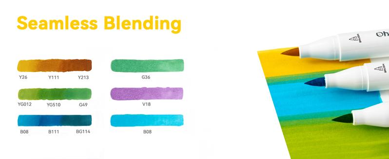 Ohuhu Alcohol Markers: Brush & Fine -  320 Colors - Refillable - Double Tipped Alcohol-based Art Sketch Marker Set for Artist Adults Coloring Illustration - Honolulu B Series of Ohuhu