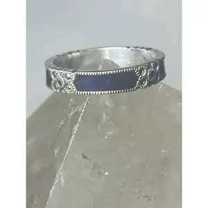 Judith Jack ring size 6.75 stacker deep blue band marcasites  sterling silver