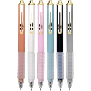 Ballpoint Pens Medium Point 1mm Black Ink Work Pen with Super Soft Grip Ball Point Pen for Men Women Retractable Office Pens (Gold Clip-6 count)