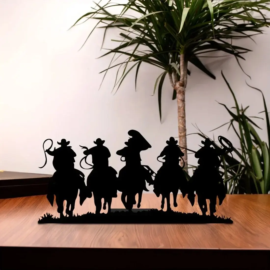 1pc Western Cowboy Iron Bookend - Desktop Metal Art, Cool Decor for Christmas & Halloween