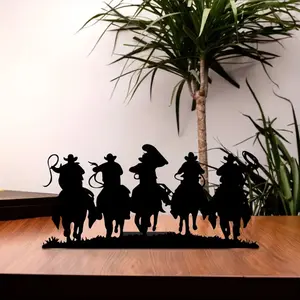 1pc Western Cowboy Iron Bookend - Desktop Metal Art, Cool Decor for Christmas & Halloween