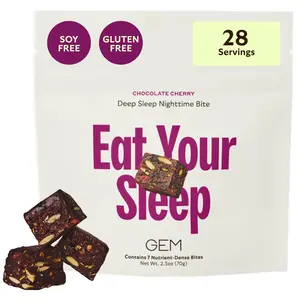 Sleep Bite: Gentle Night Aid - Supports Restorative Health, Sleep, & Mood with L-Theanine, Magnesium, Valerian Root & Chocolate Cherry - 28 Servings - Dietary, Healthcare Nutrition