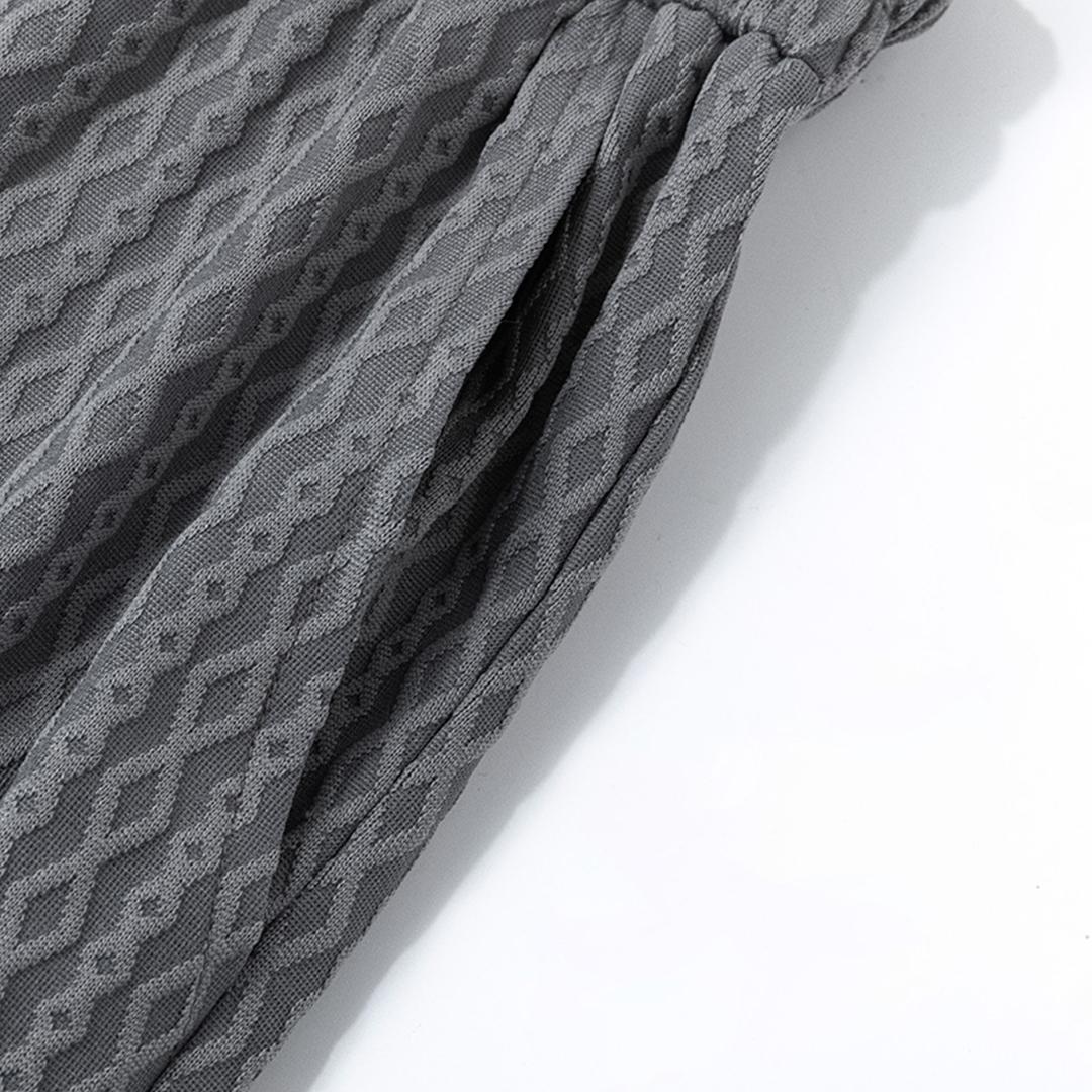 Men's Textured Waffle Knit High Waist Wide Leg Pants, Casual Loose Track Pants, Streetwear