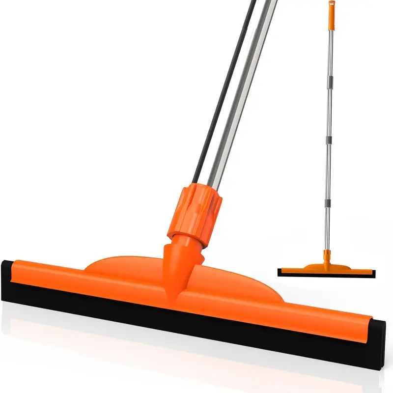 ITTAR Heavy-Duty Floor Squeegee Broom, 62" Adjustable Handle, EVA Foam Blade, Window Cleaning Tool, Shower Scrubber, Bathroom & Household Multi-Functional Cleaning Tool for Concrete Floors, Garage