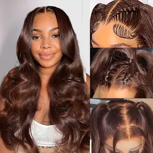 Recool Chocolate Brown Straight /Body Wave Lace Frontal Wig 13x4 HD Lace Frontal Wig Pre Plucked 100% Real Human Hair#TikTokShopBlackFriday