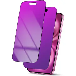 2 Pack Gradient Tempered Glass for  16  Screen Protector for iPhone16 25 Anti-Spy Anti Blue Ligh Anti-Scratch Film with Installation Frame (6.1 inch Purple)