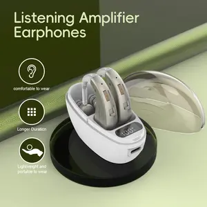 Mobile phone sound amplifier, personal sound amplifying headphones, adjustable volume enhanced headphones, lightweight and comfortable full-ear headphones suitable for the elderly and adults, suitable for daily use, with charging case