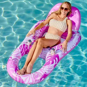☀️   Chill Like a VIP! 60" Adult Pool Float w/ Drink Holders & Foot Rest 💦   Get Yours & Relax! #  viralFloaty # PoolDay. pool party decoration
