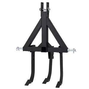 Heavy Duty Middle Buster Plow, 3-Point Quick Hitch for CAT 0 & 1 Tractors, 3 Adjustable Replaceable Cutter Shanks, Steel Furrowing Plow for Farming Garden Bed, Black