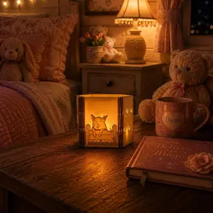 Pig Tea Light Holder | Farmhouse Wooden Candle Holder | Cozy Kids Room Decor