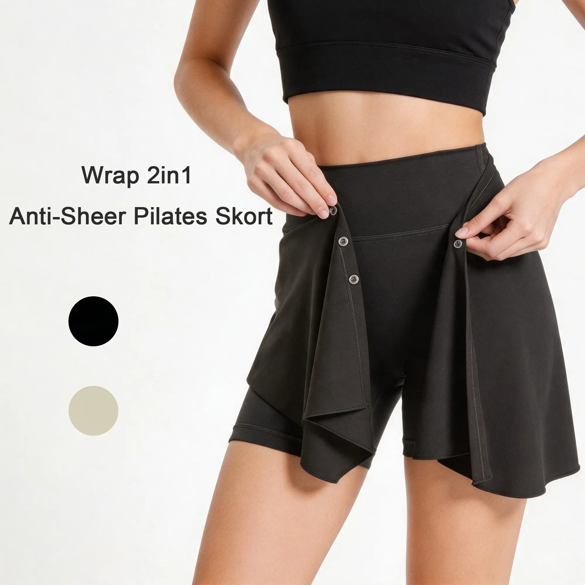 NELEUS Wrap 2-in-1 Anti-Sheer Pilates Skort, High Waist Workout Skirt with Built-in Shorts for Yoga Tennis Running summerwins, Sporty Breathable Skorts, Stretchy Skorts