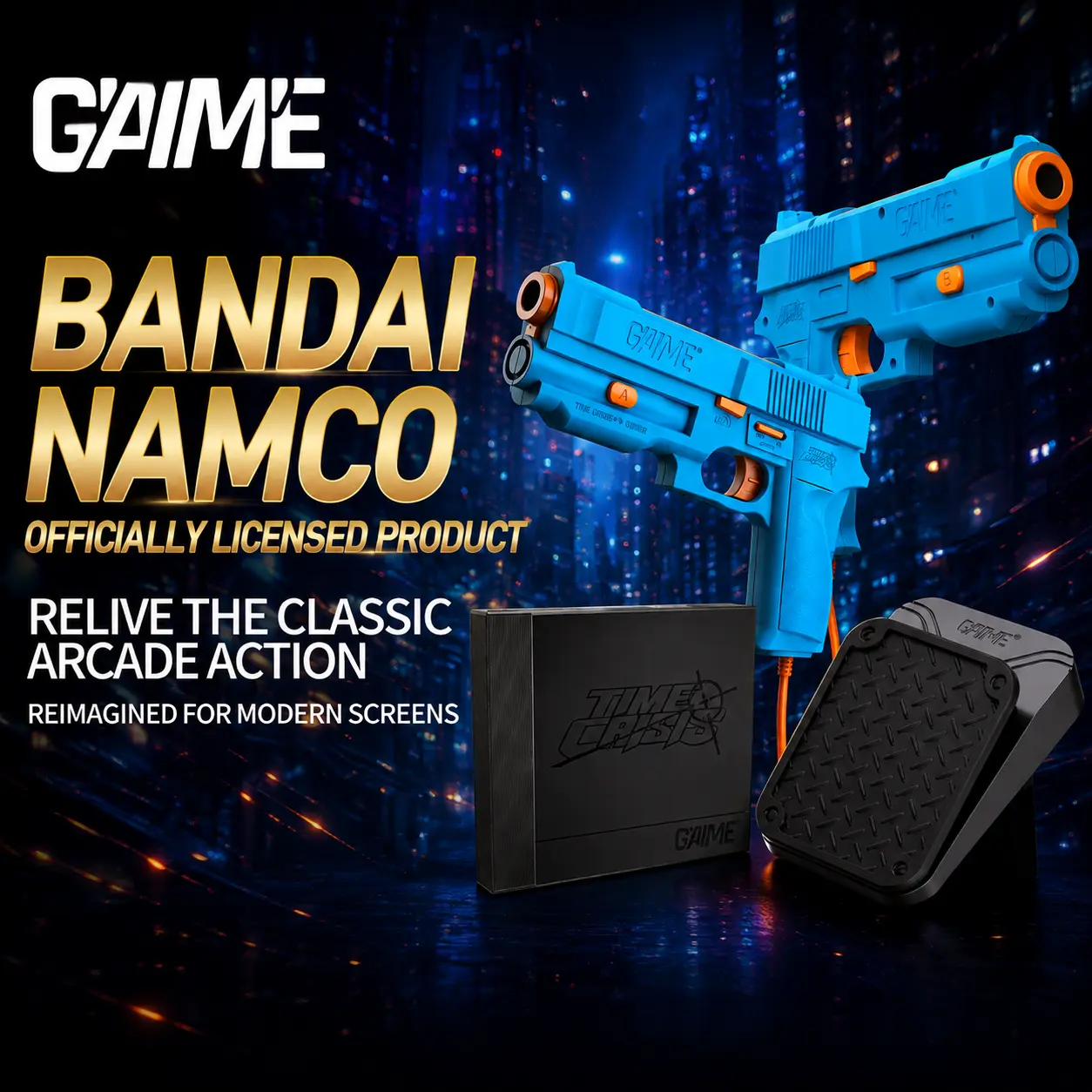 GAIME Advanced AI Vision Light Gun System | No Extra Sensors Needed, Official Time Crisis & NAMCO Arcade Games, Plug&Play Motion Shooting Controller for Living Room Arcade Entertainment
