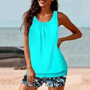 2026 Pinted Floral Tankini Two Pieces Swimsuit Women Vintage Swimwear Female Bathers Bathing Swimming Swim Suit Beachwear