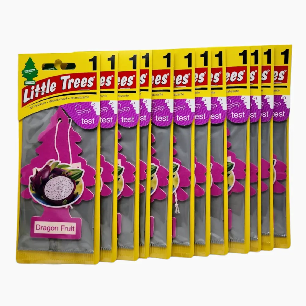 Little Trees Dragon Fruit Hanging Scented Papers - 12pcs Pack Sweet Fruits Car Fragrance, Non-Chemical Ingredients, 12 Months Long-Lasting Odor Control, Automotive Interior Accessory for Cars/Home