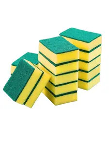 50pcs Double-Sided Cleaning Sponge Pack - Durable & Scratch-Resistant Polyester Material