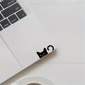 5PCS/SET cute cat vinyl stickers - high gloss, self-adhesive, elegant designs for car rearview mirrors, vanity mirrors, and computers