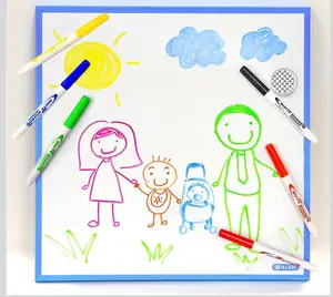 BAZIC - Pizarra magnética de borrado en seco + marcadores e imanes, marco de color pizarra blanca de 14 x 14 pulgadas para planificador de horarios de oficina, escuela, paquete de 4