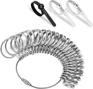 Ring Sizer Measuring Tool  Stainless Steel Ring Size 0-13 with Half Size, 3 count Finger Ring Sizer Measure Gauge
