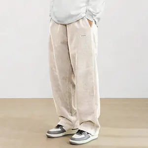 Men's autumn and winter corduroy straight trousers, trendy and versatile casual loose sports long pants for men.