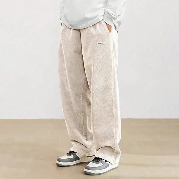 Men's autumn and winter corduroy straight trousers, trendy and versatile casual loose sports long pants for men.