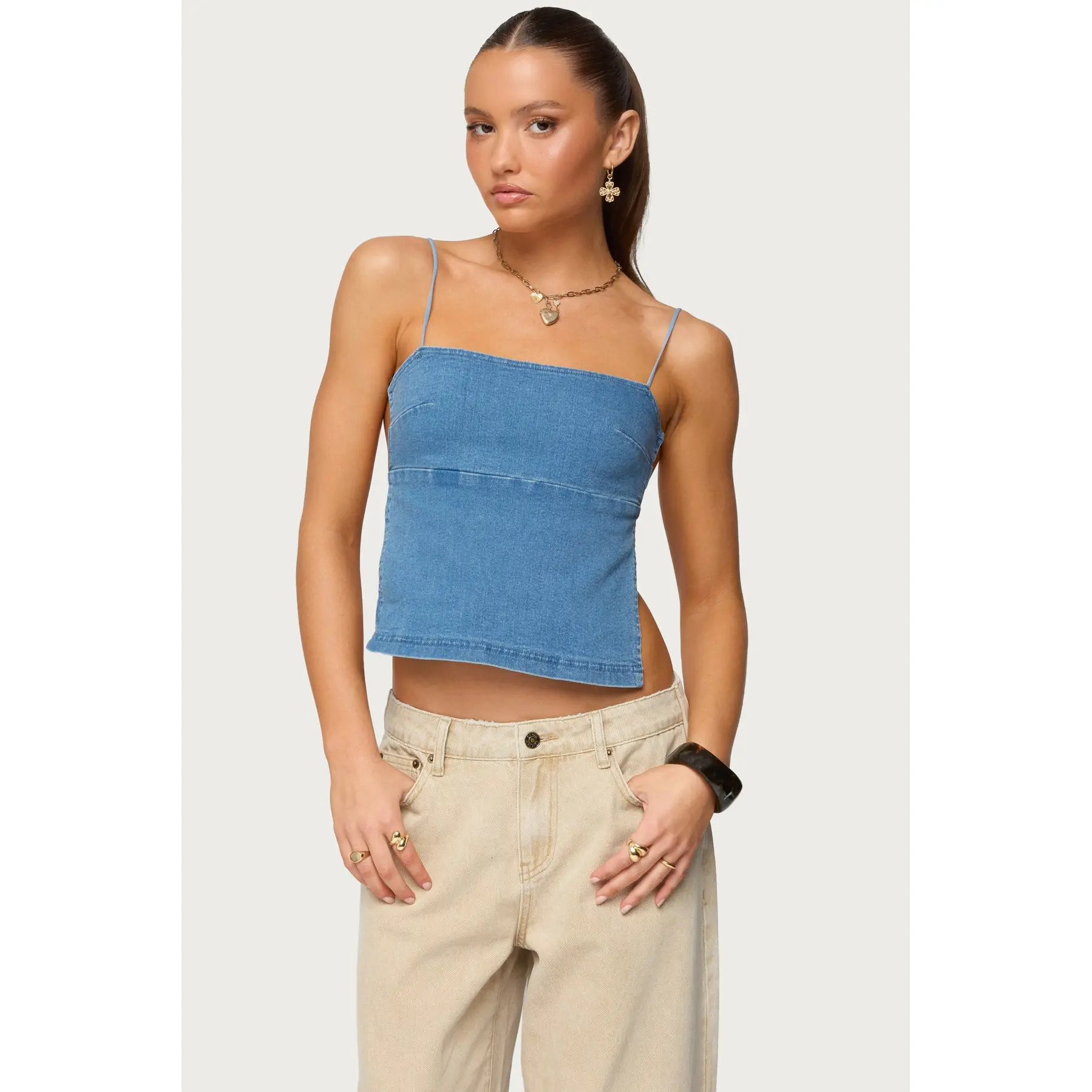 Conley Backless Denim Top Conley Backless Denim Top
