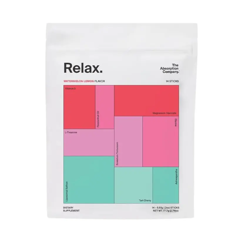 The Absorption Company Relax Zero Sugar Supplement Drink Mix Powder, Stress-Relief & Mood Support - Watermelon Lemonade Flavor