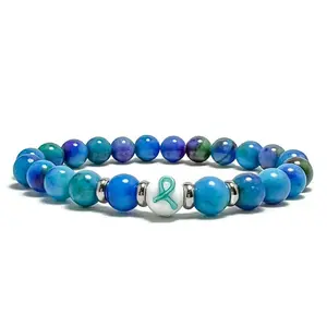 Limited Edition Suicide Prevention Awareness Unisex Teal and Purple Ribbon Mens and Womens Stretchy Bracelet