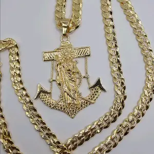 SAINT JUDE beautiful anchor with Cuban link style new 24"inches fancy design