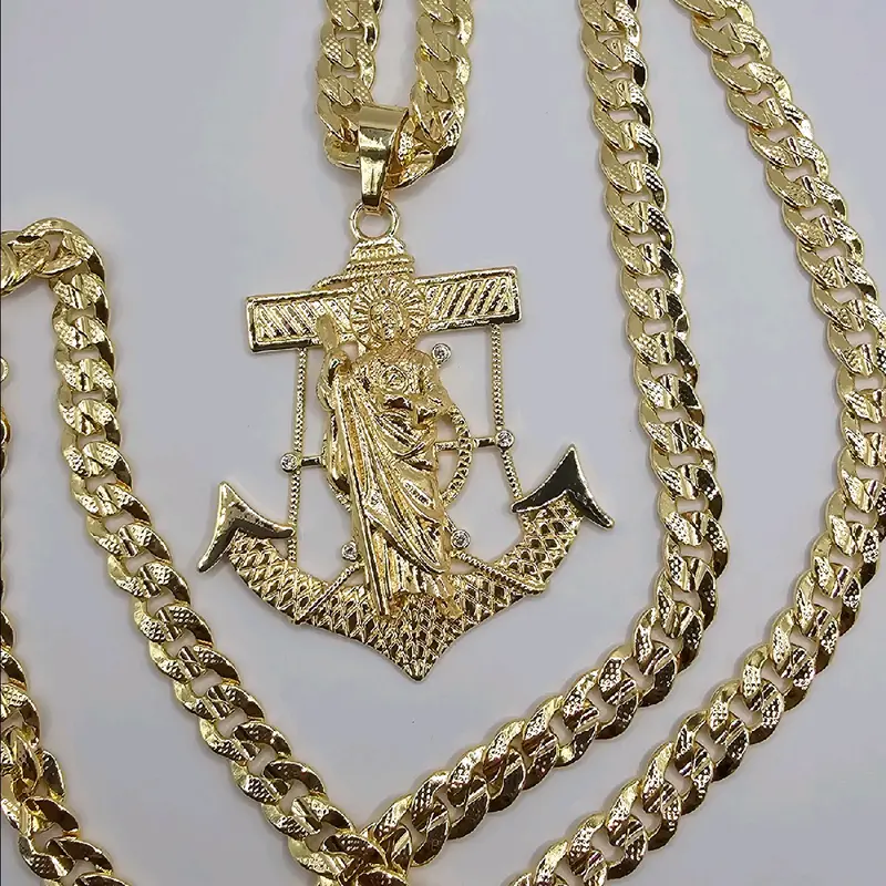 SAINT JUDE beautiful anchor with Cuban link style new 24"inches fancy design