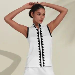 Acegolfs Women's Outdoor Polo Shirt White Quarterzip Sleeveless UPF50+ Top Ladies Golf Clothes Outfits Wear Apparel #14106762