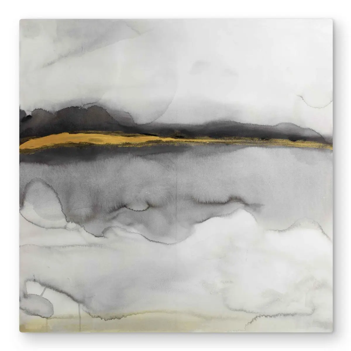 Begin Home Decor C1MP32320YMKF0 32 x 32 in. Gold Stripe Abstract - Metal Print Wall Art for Modern Home Decor