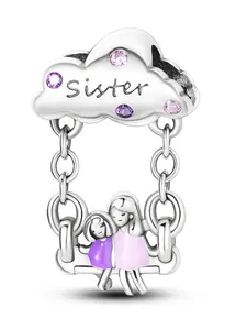 2024 New Style Rhinestone Decorated Sister Charm, Cute Swing Charm for Bracelet & Necklace, Fashion Accessories for Women & Girl for Holiday Gift, Valentine's Day, Gift, Fashionable Jewelry
