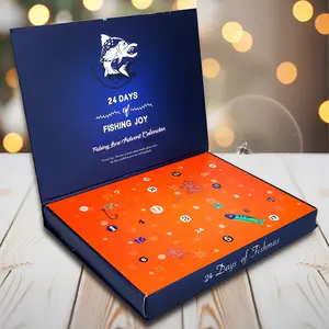 Blue Christmas Fishing Calendar, 24 Days of Fishing Gear Surprises, Holiday Decoration & Practical Gift, Daily Fishing Tips